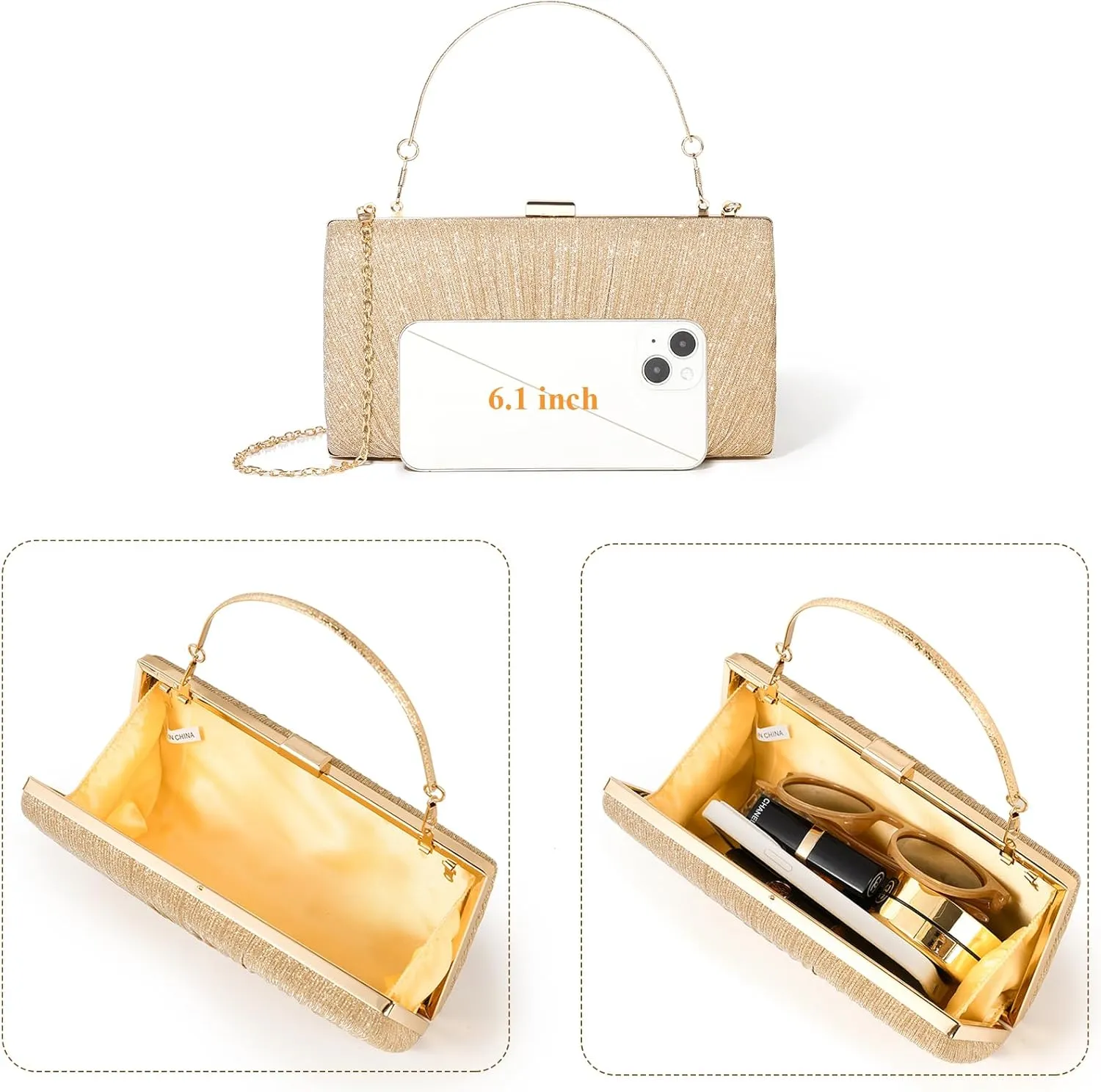 Kseymeir Clutch Purses for Women Pleated Evening Handbag with Chain Prom, Cocktail, and Wedding