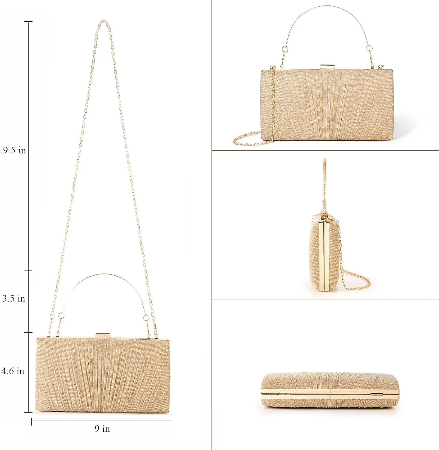 Kseymeir Clutch Purses for Women Pleated Evening Handbag with Chain Prom, Cocktail, and Wedding
