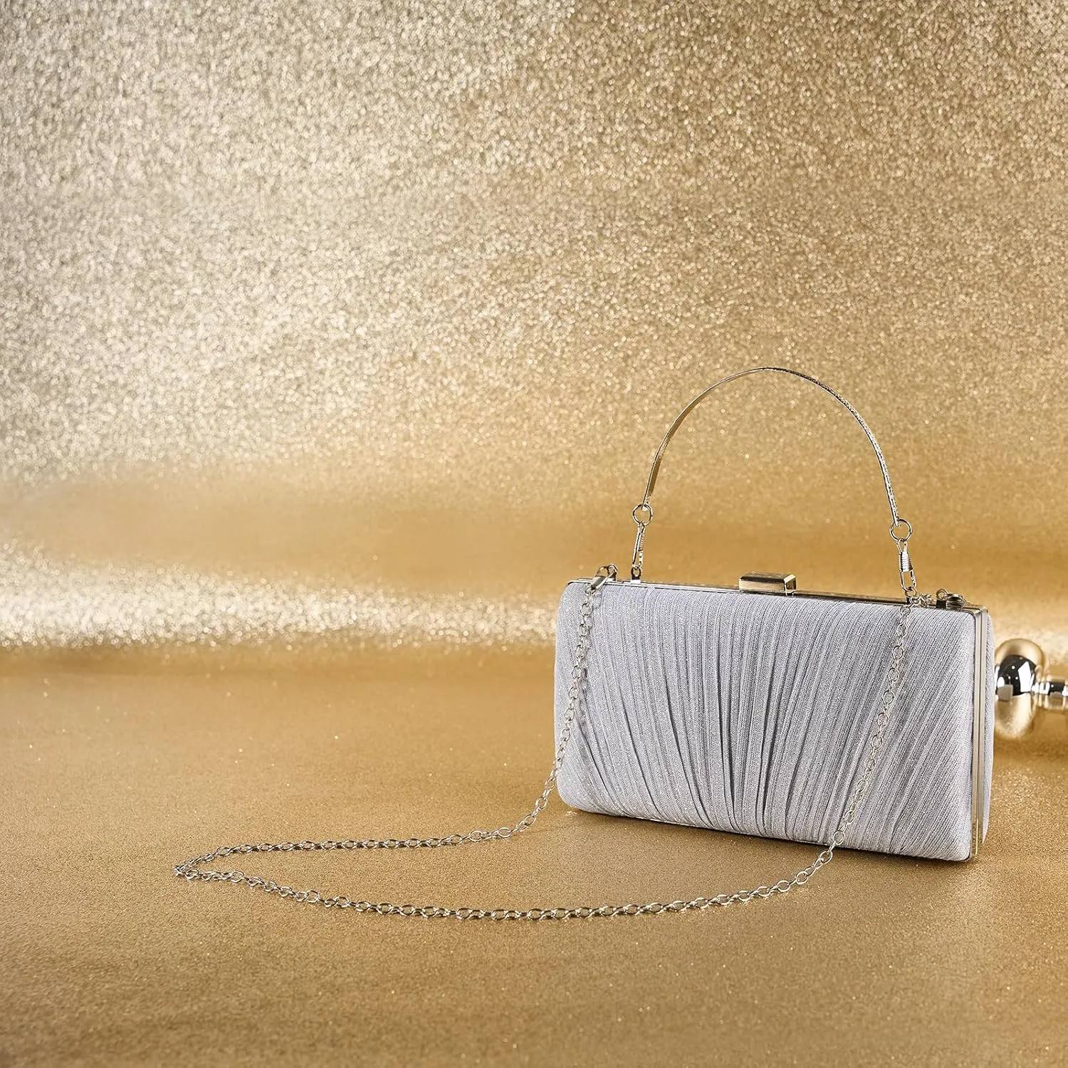 Kseymeir Clutch Purses for Women Pleated Evening Handbag with Chain Prom, Cocktail, and Wedding