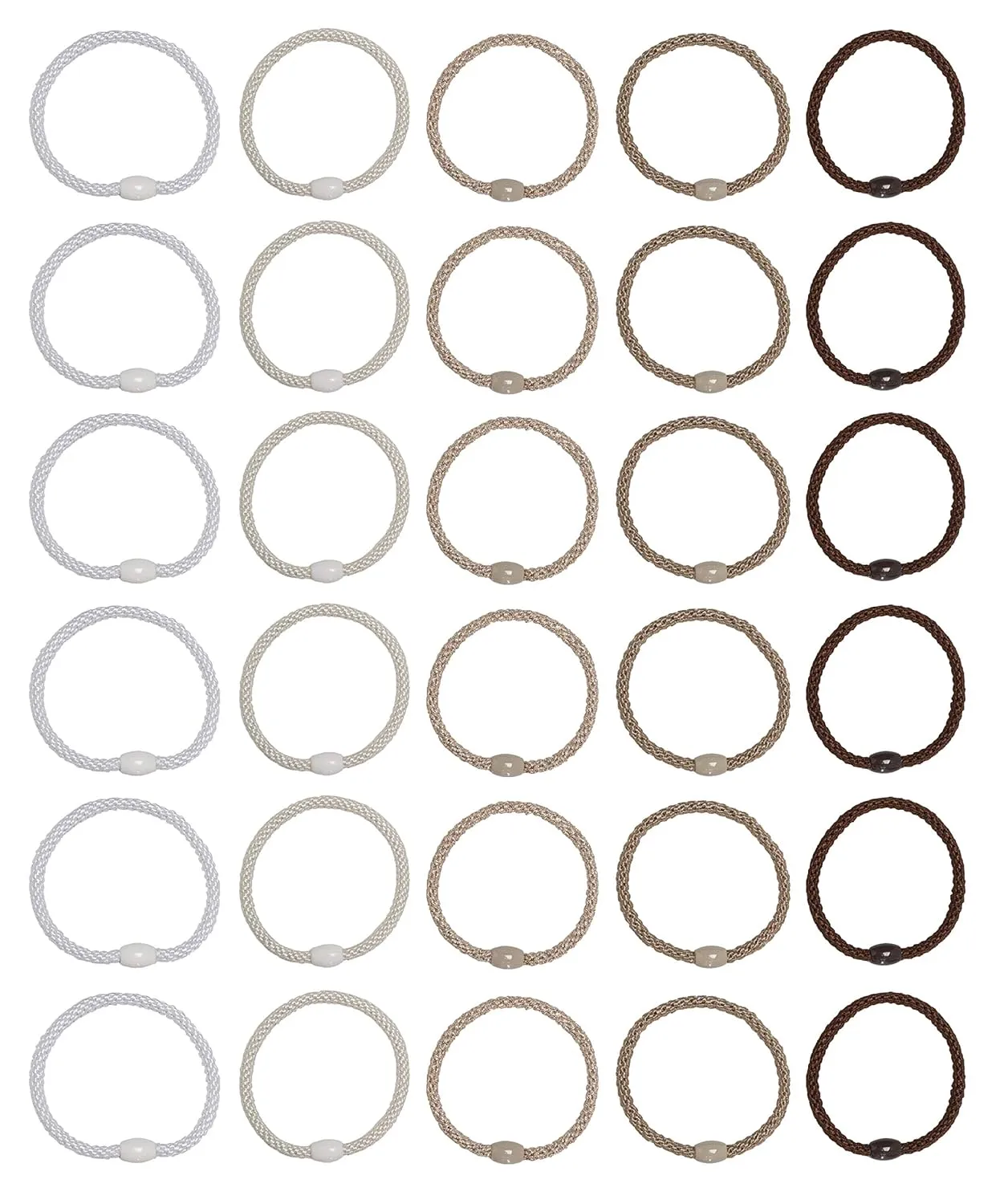 L. Erickson Narrow Grab & Go Pony Ball, Neutral, Set of Thirty - Exceptionally Secure with Gentle Hold