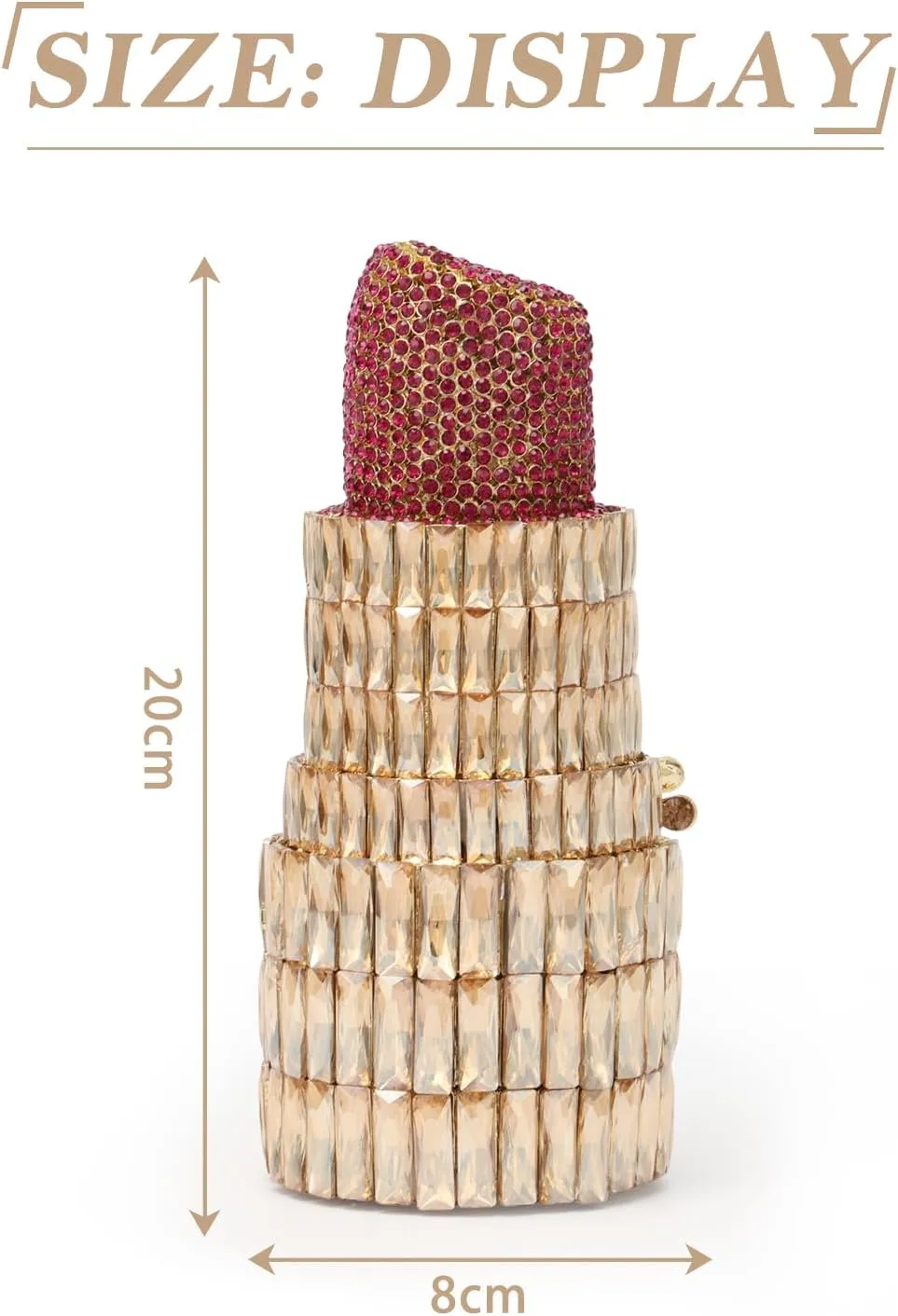 Lanpet Women Crystal Rhinestone Evening Bags Lipstick Shape Clutch Purses Vintage Wedding Party Banquet Handbag