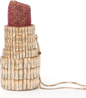 Lanpet Women Crystal Rhinestone Evening Bags Lipstick Shape Clutch Purses Vintage Wedding Party Banquet Handbag