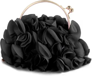 Lanpet Women Floral Clutch Purses Satin Flower Evening Bag Party Prom Handbags