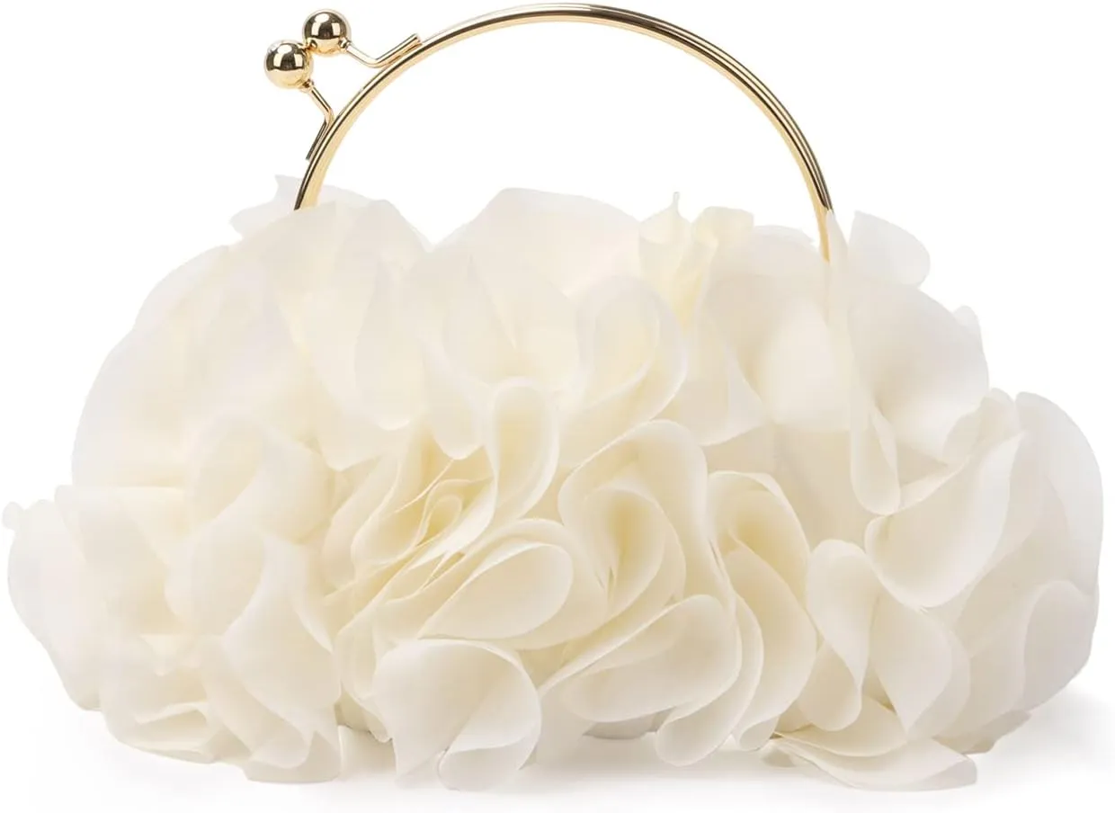 Lanpet Women Floral Clutch Purses Satin Flower Evening Bag Party Prom Handbags