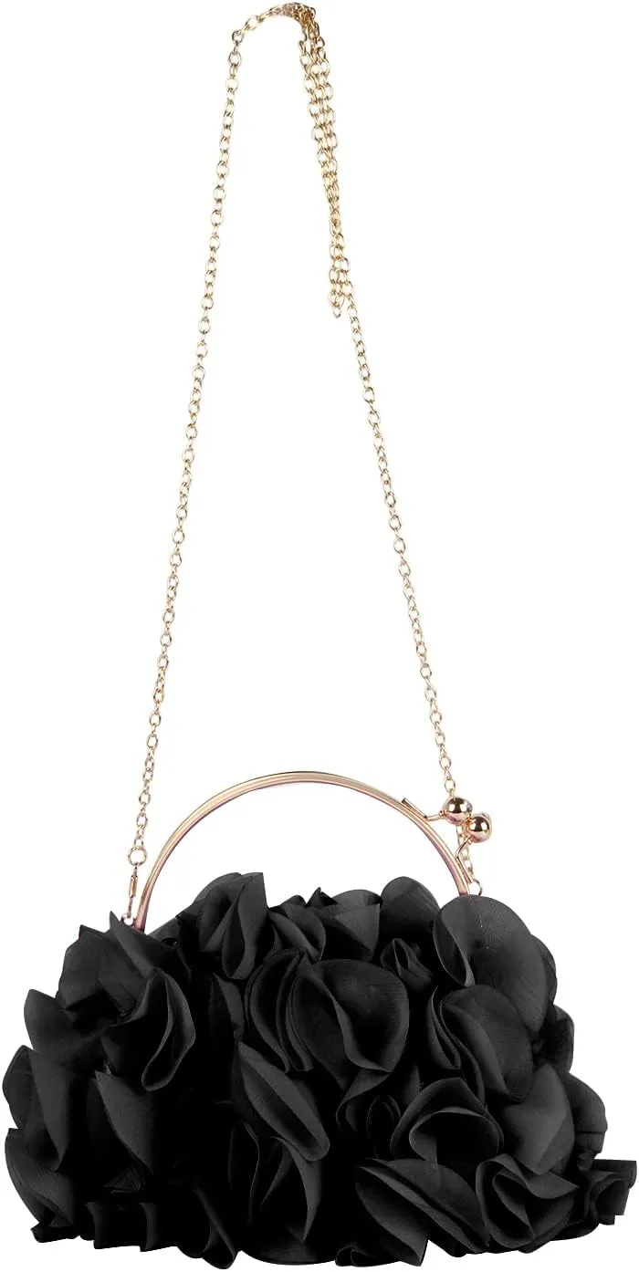 Lanpet Women Floral Clutch Purses Satin Flower Evening Bag Party Prom Handbags