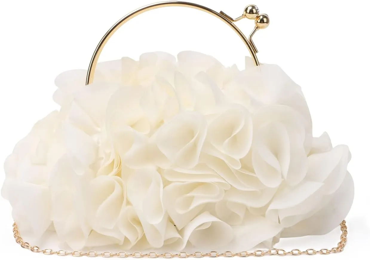 Lanpet Women Floral Clutch Purses Satin Flower Evening Bag Party Prom Handbags