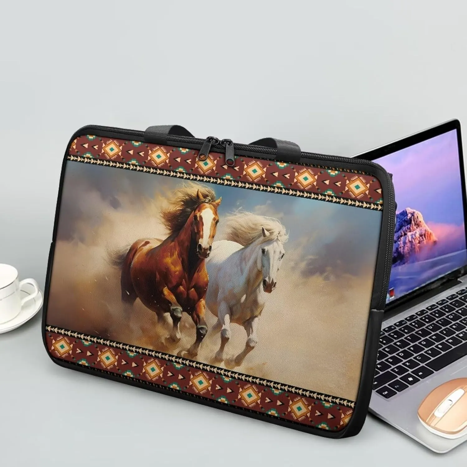 Laptop Bag Case Womens Mens Leather Briefcase with Handle Casual Computer Carrying Bag Cover 10 Inch- 17 Inch