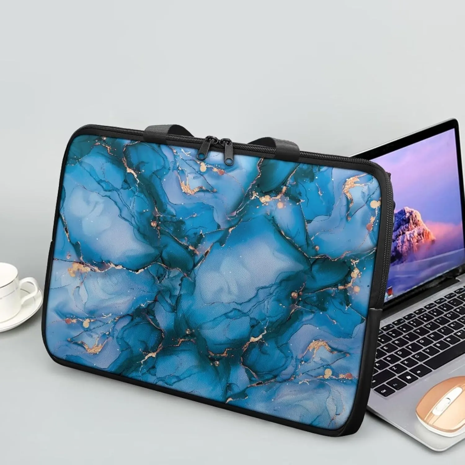 Laptop Bag Case Womens Mens Leather Laptop Sleeve Zipper Shockproof Computer Carrying Bag 10 Inch- 17 Inch