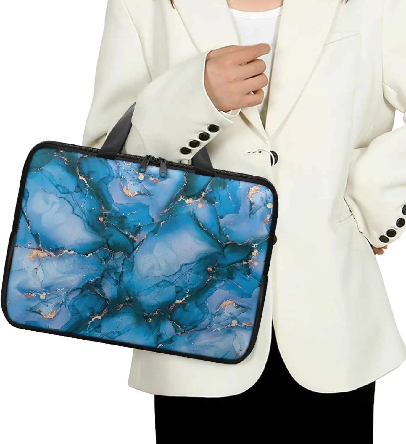 Laptop Bag Case Womens Mens Leather Laptop Sleeve Zipper Shockproof Computer Carrying Bag 10 Inch- 17 Inch