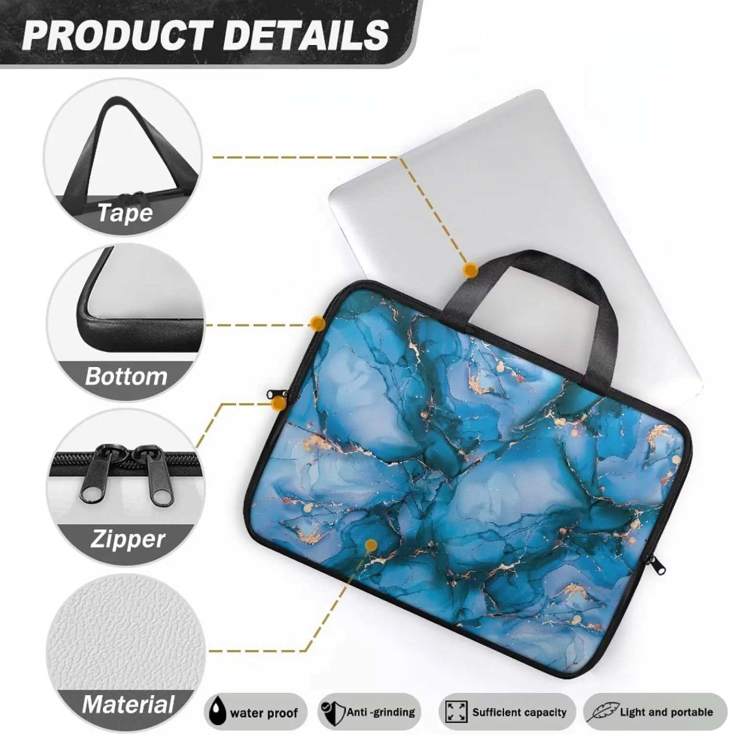 Laptop Bag Case Womens Mens Leather Laptop Sleeve Zipper Shockproof Computer Carrying Bag 10 Inch- 17 Inch