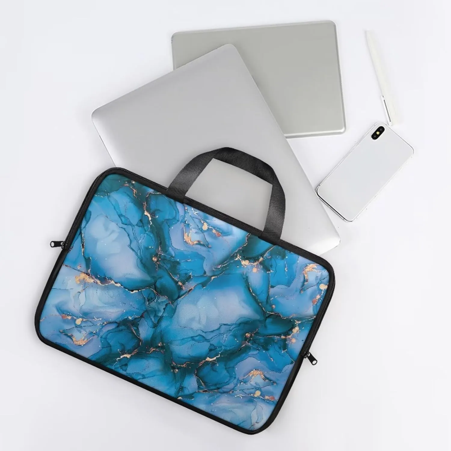 Laptop Bag Case Womens Mens Leather Laptop Sleeve Zipper Shockproof Computer Carrying Bag 10 Inch- 17 Inch
