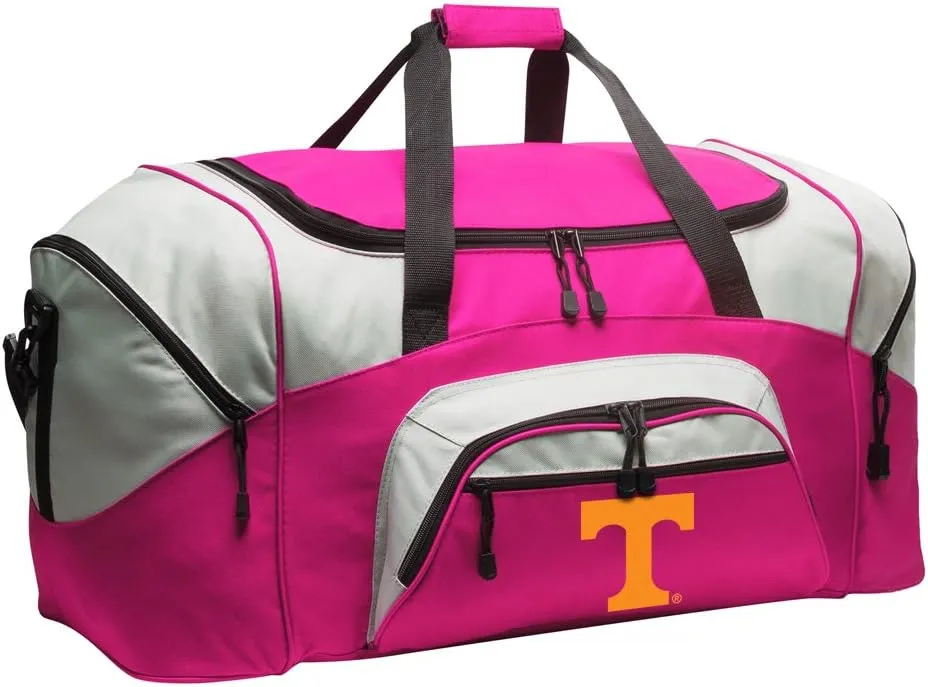 LARGE Tennessee Vols Duffel Bag University of Tennessee Suitcase or Gym Bag For Her (Pink)