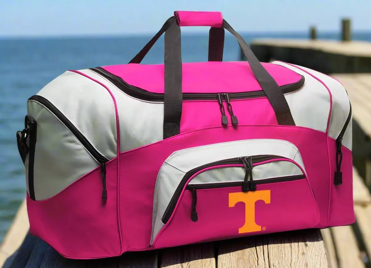 LARGE Tennessee Vols Duffel Bag University of Tennessee Suitcase or Gym Bag For Her (Pink)