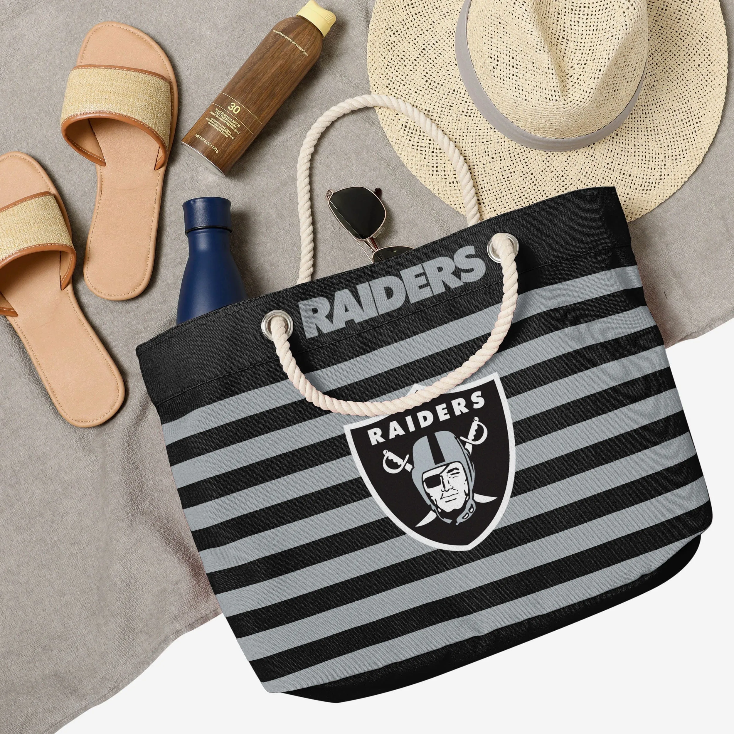 Las Vegas Raiders Nautical Stripe Tote Bag