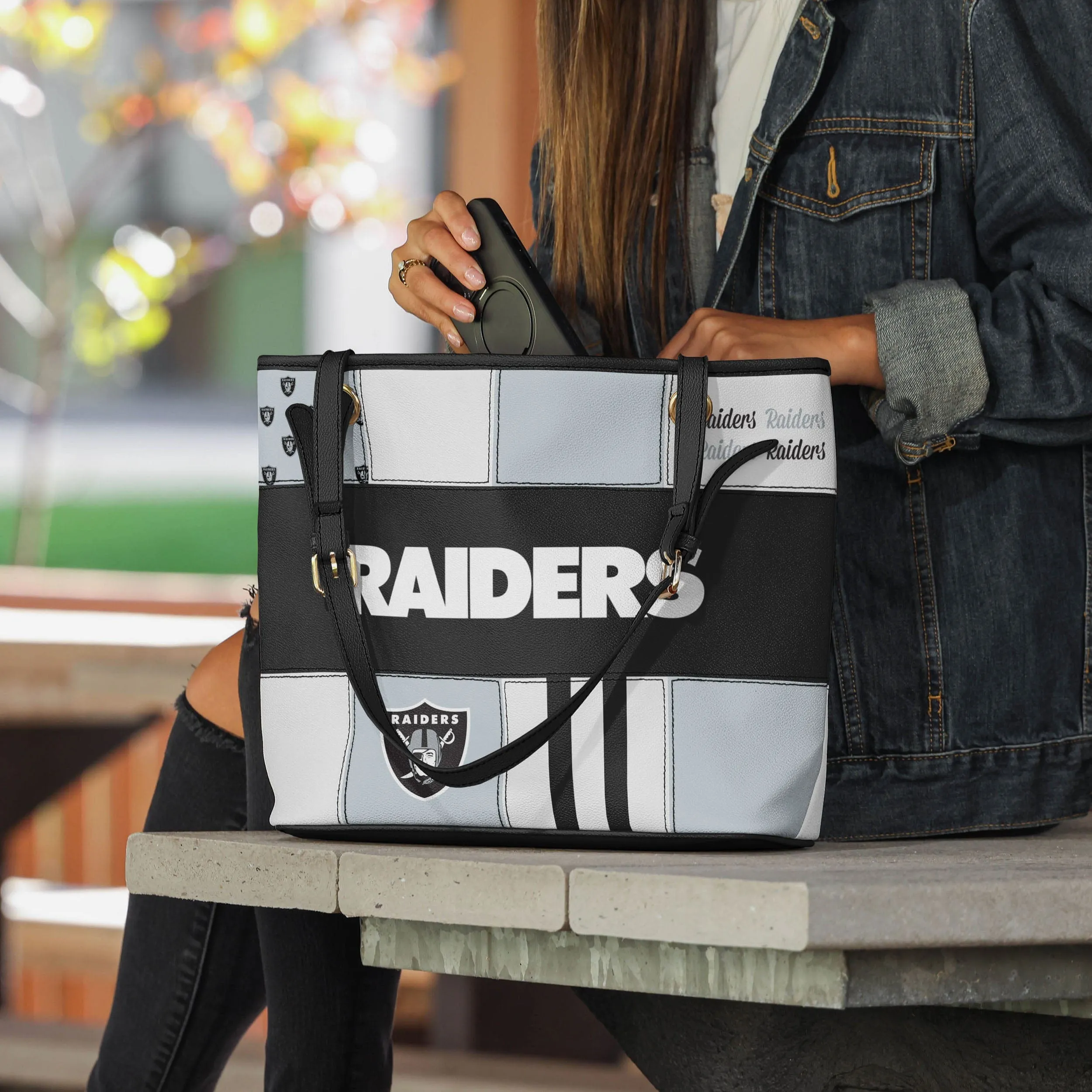 Las Vegas Raiders Printed Collage Tote
