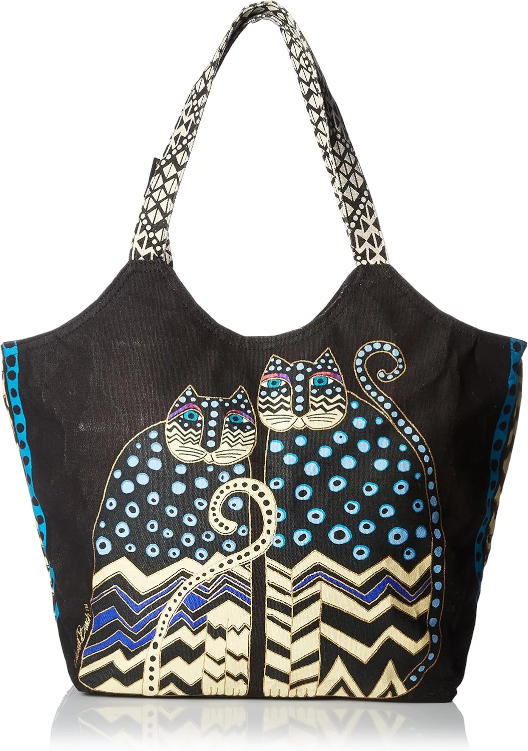 Laurel Burch Large Scoop Tote Zipper Top 19"X8.5"X12.5"-Spotted Cats