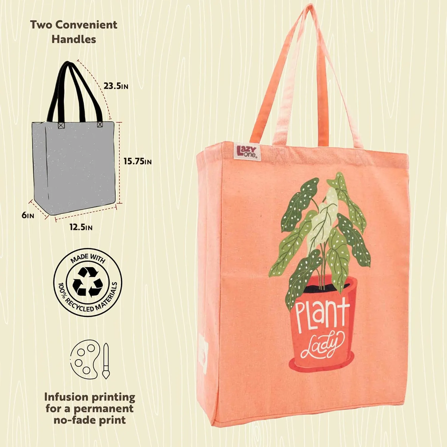 Lazy One Canvas Tote Bag, Novelty Tote Bag for Women and Men, Reusable Shopping Bags, Perfect for Shopping, Travel and Work
