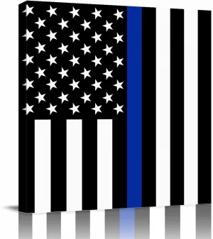 LDLYTZXK 4th of July Flag Stars Square Canvas Wall Art, Black Blue Stripes Canvas Painting for Office Living Room Bedroom Bathroom, Modern Giclee Artwork Prints Pictures as Home Decor, 24x24inch
