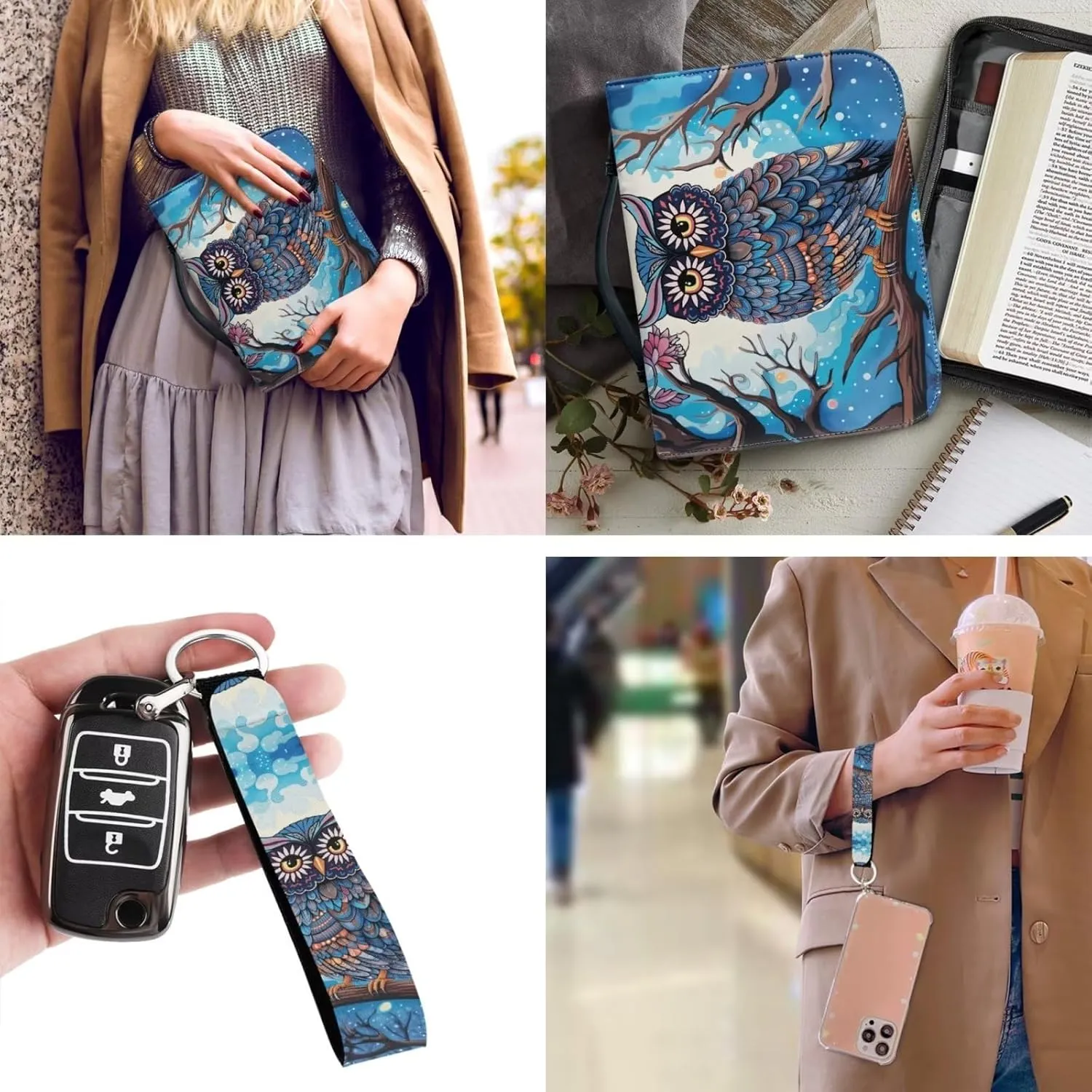 Leather Bible Covers Case for Women Men Church Bag Bible Tote Bags with Handle and Keychain 2pcs Set
