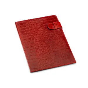 Leather Document Folder - Red Croc-Effect