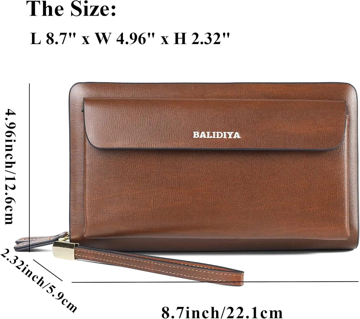 Leather Men Clutch Bag Long Wallet Purse Card Holder Case Business Large Clutch with Double Zip Handbag