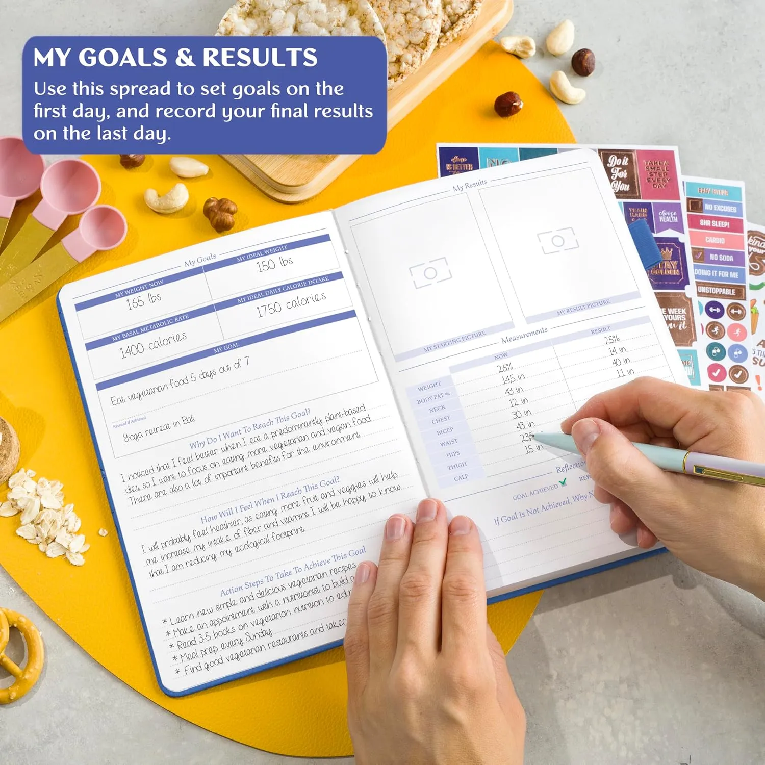 Legend Wellness Planner & Food Journal – Daily Diet & Health Journal with Weight Loss, Measurement & Exercise Trackers – Lifestyle & Nutrition Diary – Lasts 6 Months, A5 size – Mystic Blue