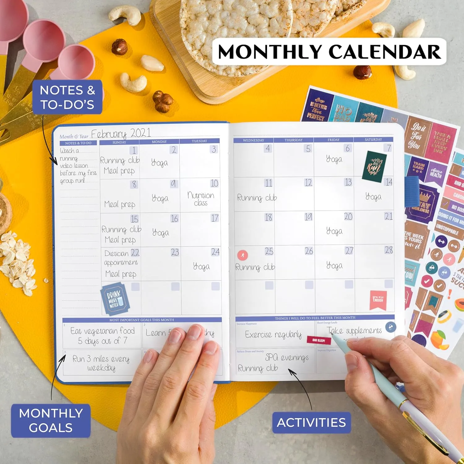 Legend Wellness Planner & Food Journal – Daily Diet & Health Journal with Weight Loss, Measurement & Exercise Trackers – Lifestyle & Nutrition Diary – Lasts 6 Months, A5 size – Mystic Blue