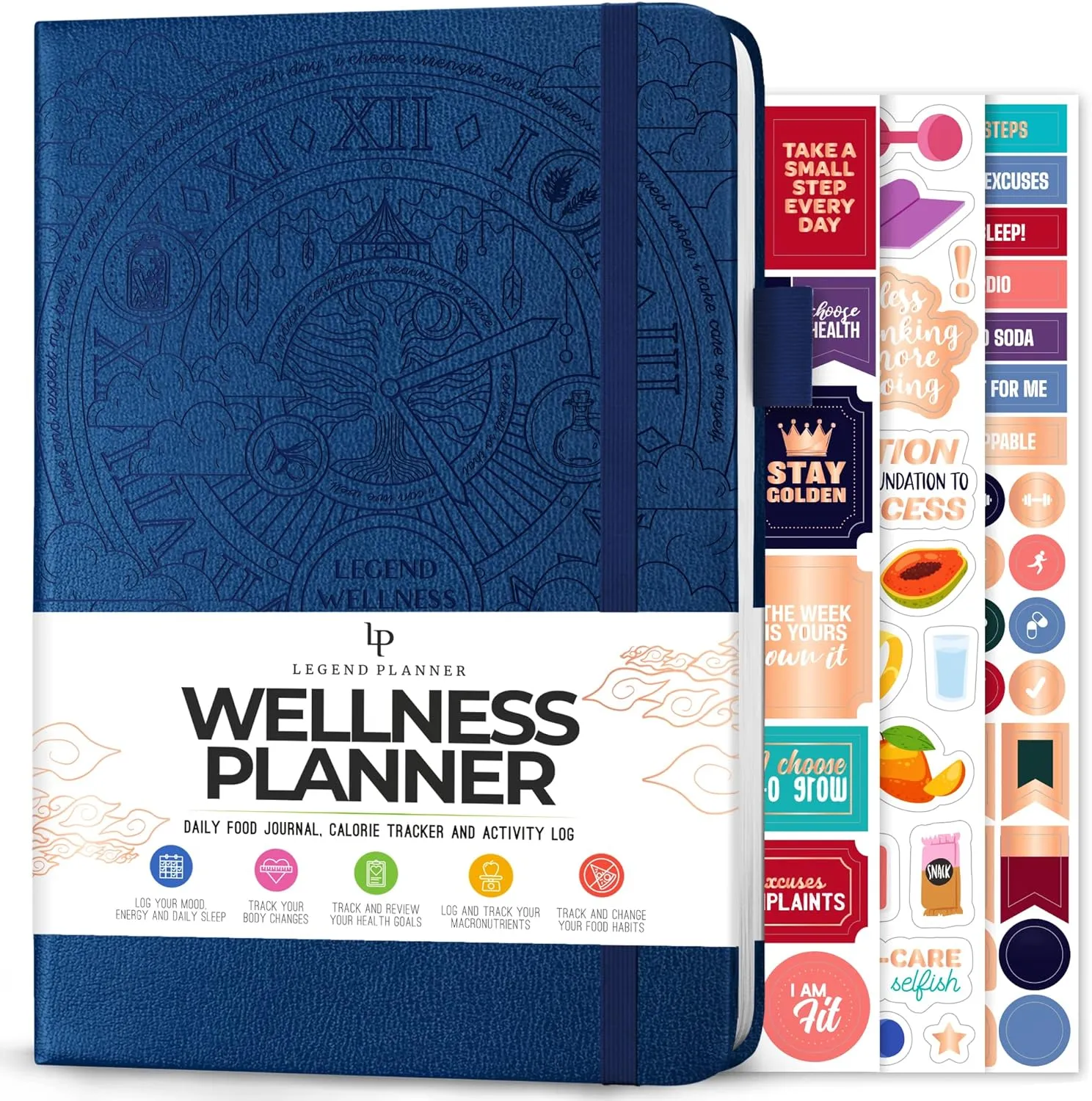 Legend Wellness Planner & Food Journal – Daily Diet & Health Journal with Weight Loss, Measurement & Exercise Trackers – Lifestyle & Nutrition Diary – Lasts 6 Months, A5 size – Mystic Blue