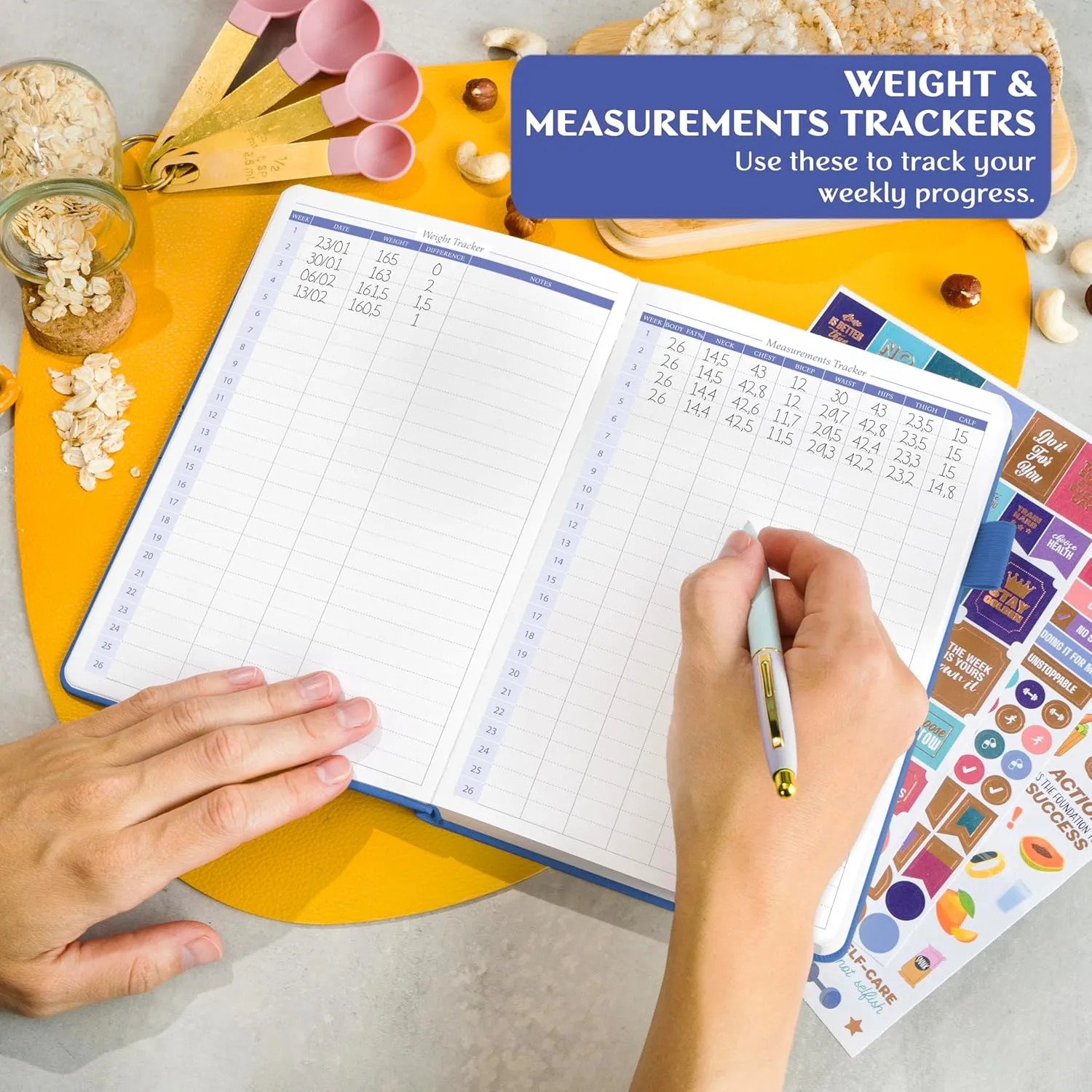 Legend Wellness Planner & Food Journal – Daily Diet & Health Journal with Weight Loss, Measurement & Exercise Trackers – Lifestyle & Nutrition Diary – Lasts 6 Months, A5 size – Mystic Blue
