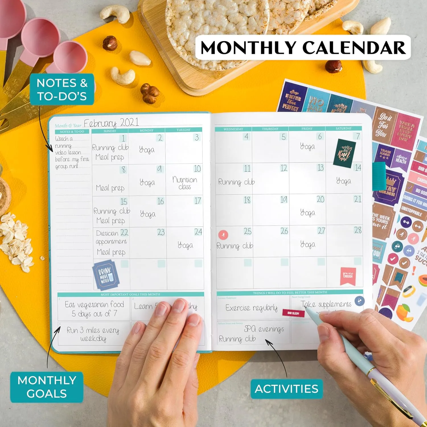 Legend Wellness Planner & Food Journal Pocket – Daily Diet & Health Journal with Weight Loss, Measurement & Exercise Trackers – Lifestyle & Nutrition Diary – Lasts 6 Months, 3.9x6.3″ – Turquoise