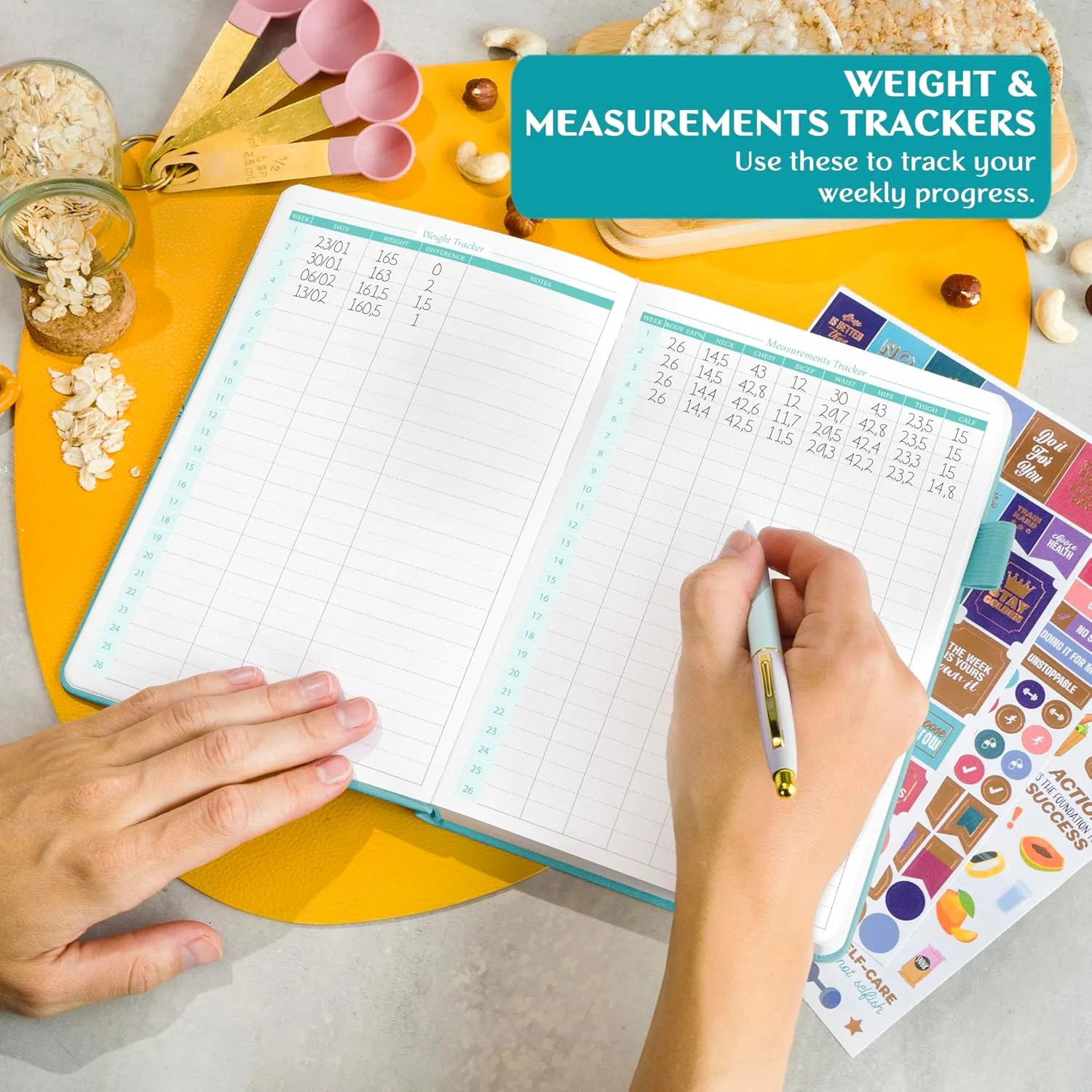 Legend Wellness Planner & Food Journal Pocket – Daily Diet & Health Journal with Weight Loss, Measurement & Exercise Trackers – Lifestyle & Nutrition Diary – Lasts 6 Months, 3.9x6.3″ – Turquoise