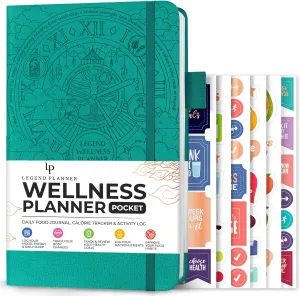 Legend Wellness Planner & Food Journal Pocket – Daily Diet & Health Journal with Weight Loss, Measurement & Exercise Trackers – Lifestyle & Nutrition Diary – Lasts 6 Months, 3.9x6.3″ – Turquoise