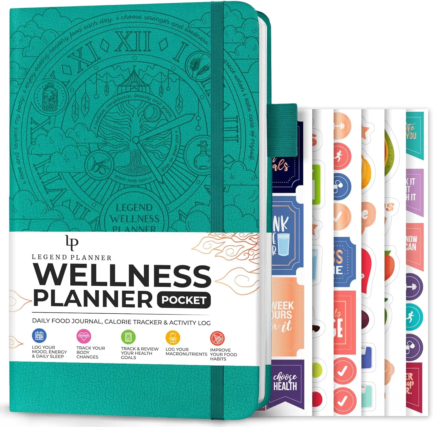Legend Wellness Planner & Food Journal Pocket – Daily Diet & Health Journal with Weight Loss, Measurement & Exercise Trackers – Lifestyle & Nutrition Diary – Lasts 6 Months, 3.9x6.3″ – Turquoise