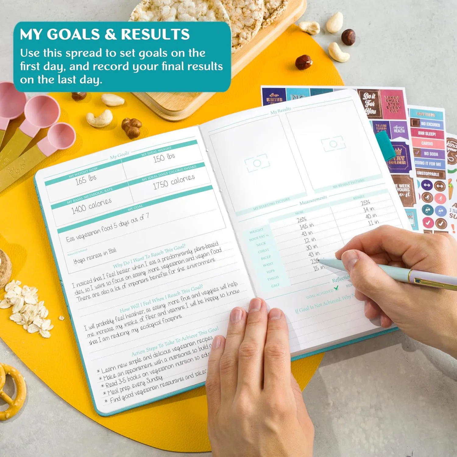 Legend Wellness Planner & Food Journal Pocket – Daily Diet & Health Journal with Weight Loss, Measurement & Exercise Trackers – Lifestyle & Nutrition Diary – Lasts 6 Months, 3.9x6.3″ – Turquoise