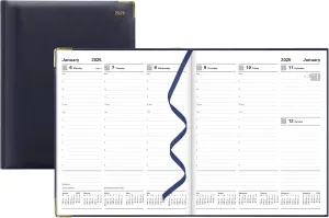 Letts of London Classic 2025 Weekly Appointment Book and Planner, 12 Months, January to December, Gold Corners, Quarto Size, 10.25" x 8.25", English, Blue (C32YBE-25)