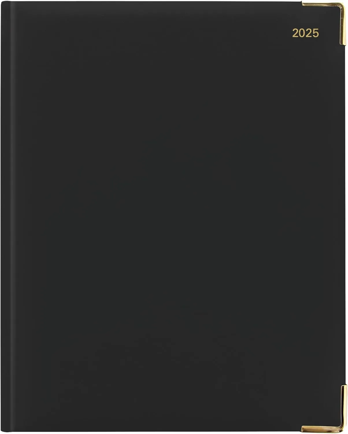 Letts of London Roma 2025 Weekly Planner, 12 Months, January to December, Italian Leather, Quarto Size, 10.25" x 8.25", English, Black (C33YIBK-25)
