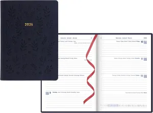 Letts of London Woodland 2025 Weekly Planner, 12 Months, January to December, Sewn Binding, A5 Size, 8.25" x 5.875", Multilingual, Navy (C082165-25)