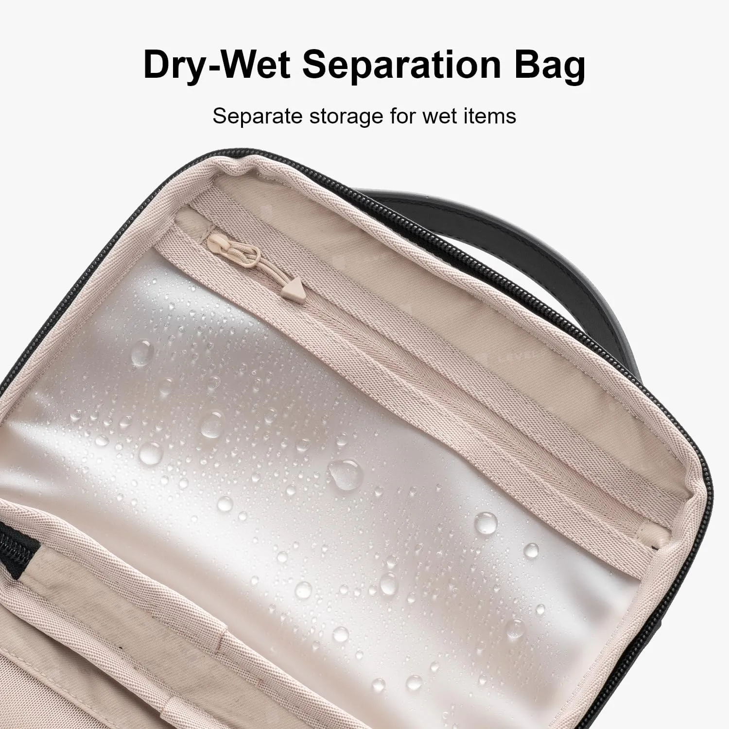 LEVEL8 Travel Toiletry Bag for Men Women, Water Repellent Shaving Bag for Toiletries Accessories, Storage Bags with Divider and Handle, Small/Khaki