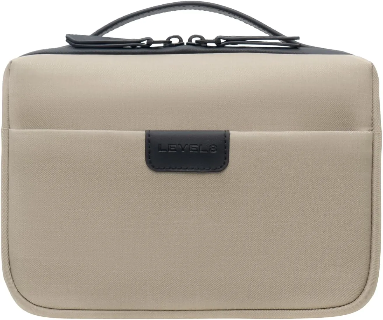 LEVEL8 Travel Toiletry Bag for Men Women, Water Repellent Shaving Bag for Toiletries Accessories, Storage Bags with Divider and Handle, Small/Khaki