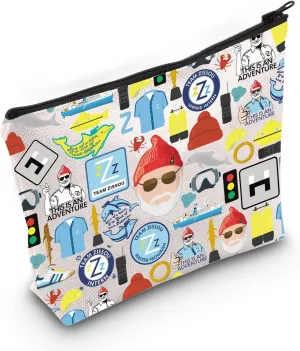 LEVLO Team Zissou Cosmetic Makeup Bag Steve Zissou Fans Gift Shark Movie Navigator Steve Zissou Zipper Pouch Bag Team Zissou Merch (Team Zissou Bag)