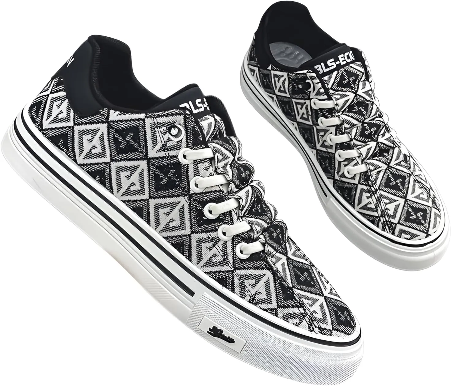 lilaBelle]Men's Heart Print Slip-On Sneakers -【Breathable Fabric & Anti-Skid】 Soft Cushion Walking Shoes for Wedding/Eid/Work | Gym Training Lightweight Canvas Shoes Summer 2024 Black