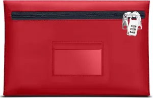 Lockable Bank Bag Large 12.2x8.2 Inches With Lock, Dual Zipper Safe Money Bag for Deposit, Cash (1, Red, Medium)