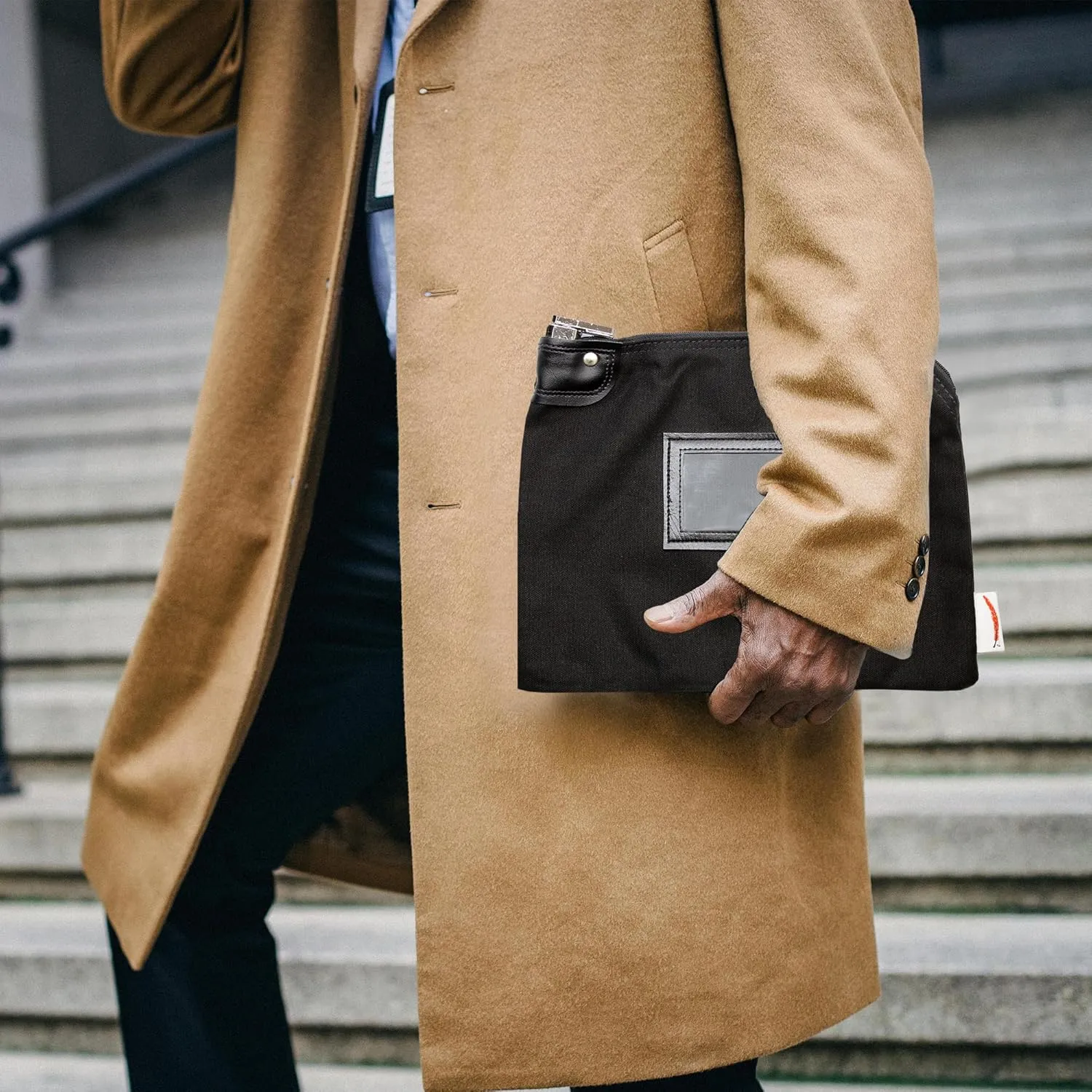 Locking Bank Bag Canvas Keyed Security (Black)