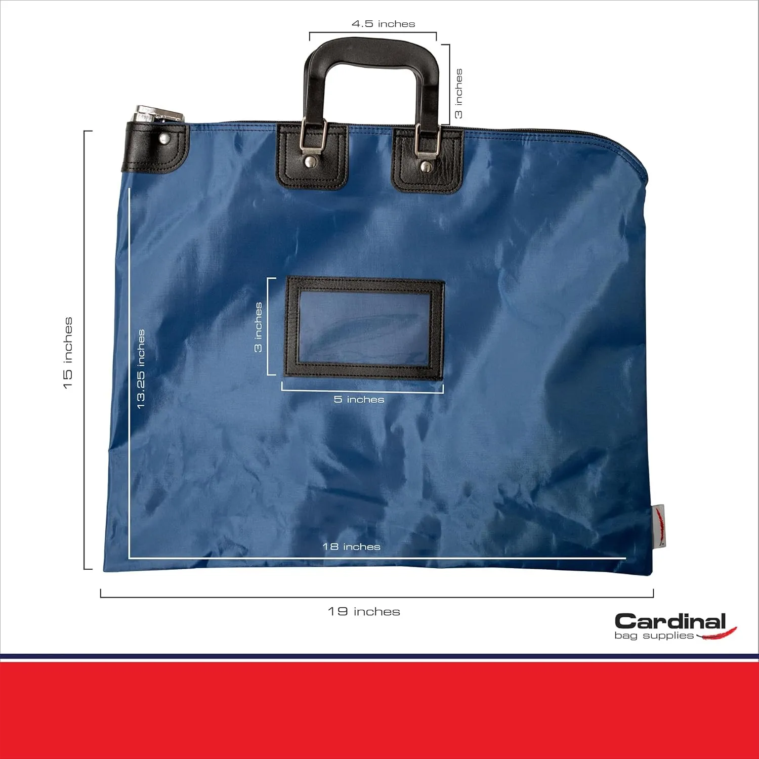 Locking Document Bag with Handles, HIPAA Compliant, 15 x 19 inch (Navy Blue)