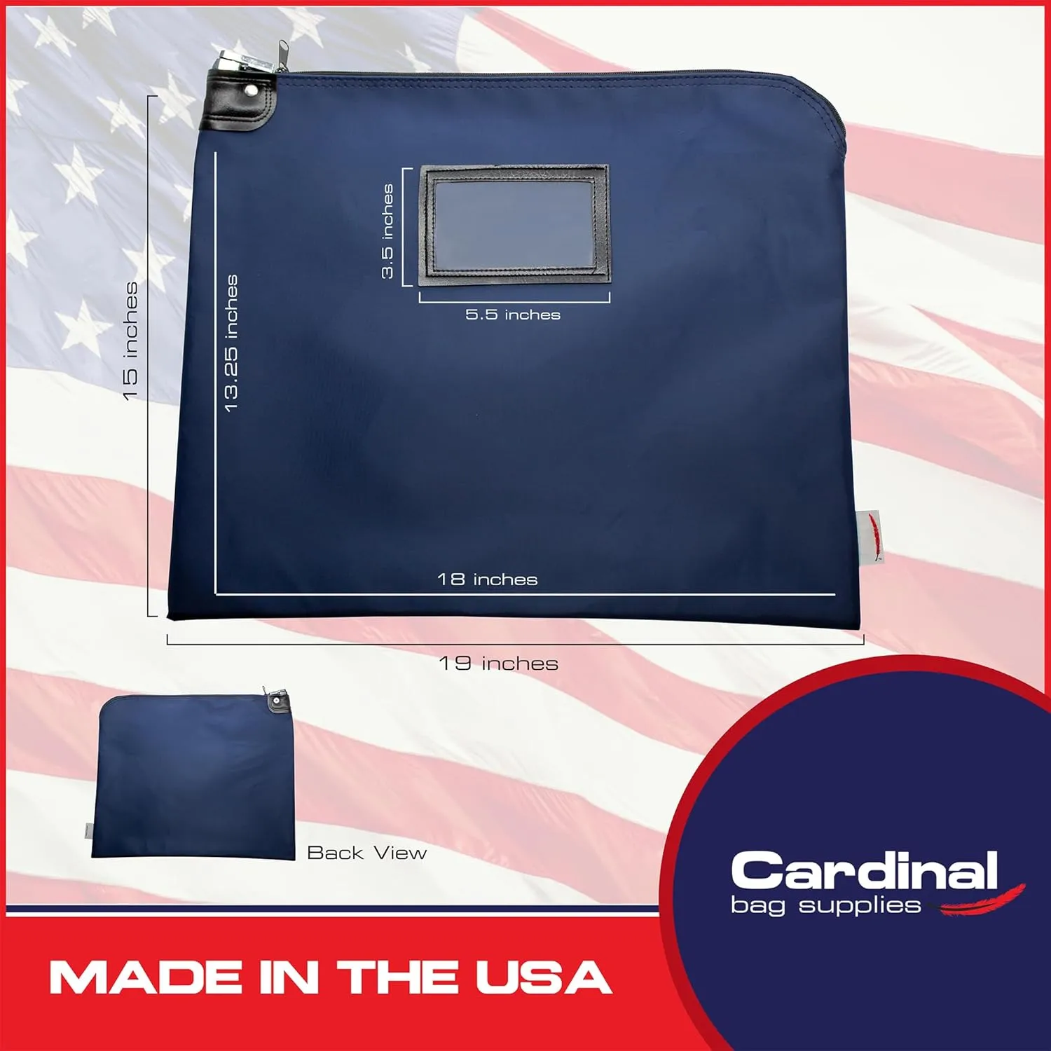 Locking Document HIPAA Bag,15 x 19 inch (Navy Blue)