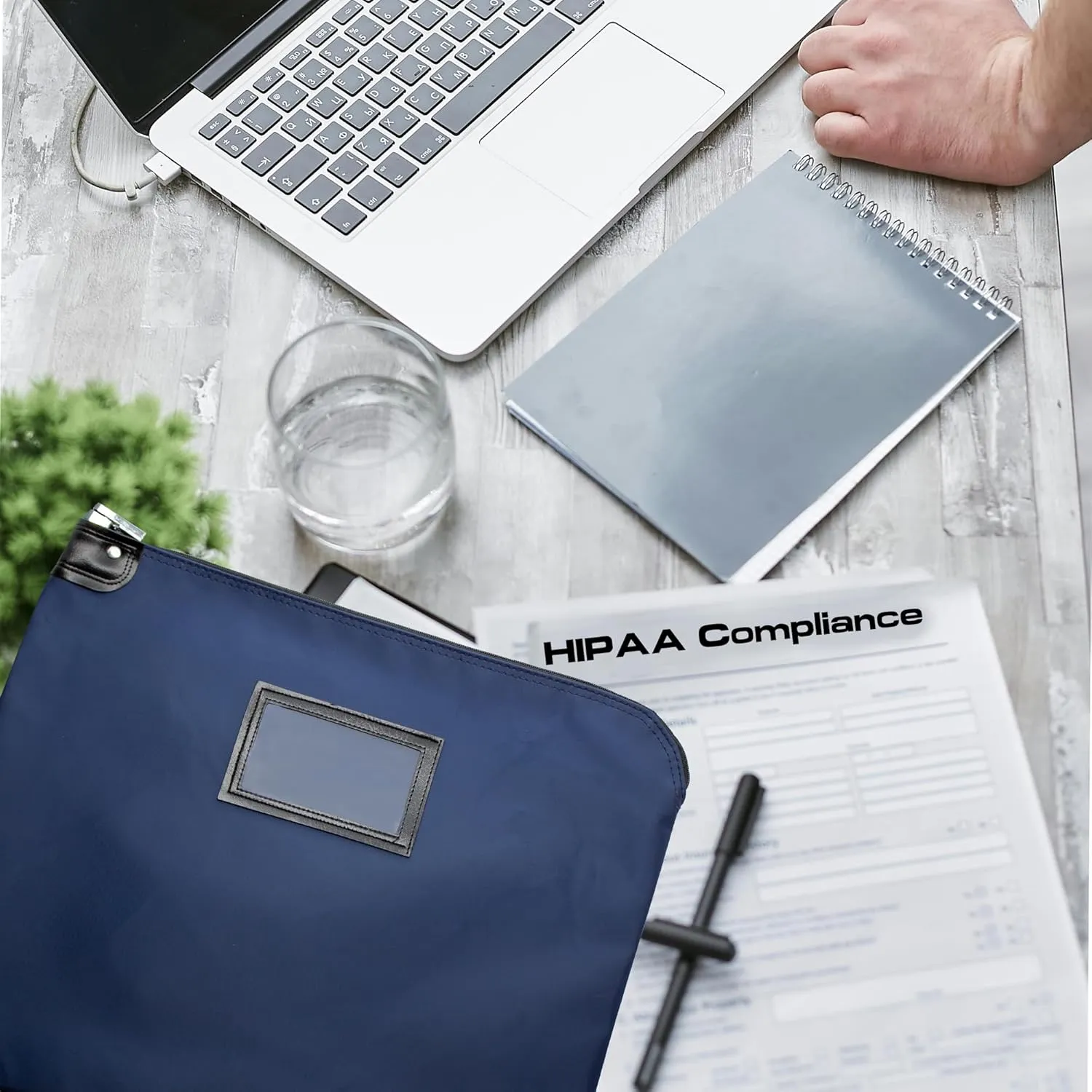 Locking Document HIPAA Bag,15 x 19 inch (Navy Blue)