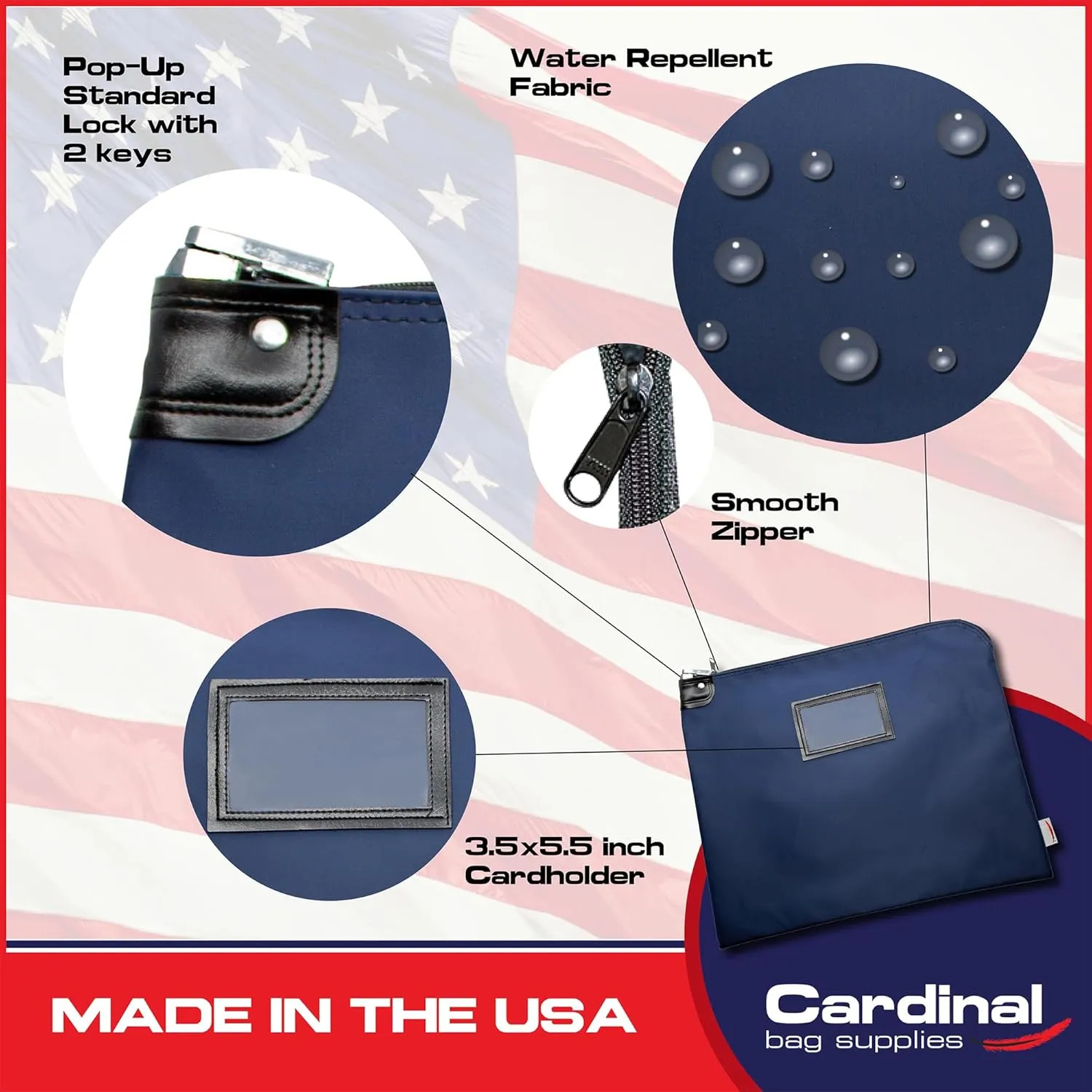 Locking Document HIPAA Bag,15 x 19 inch (Navy Blue)