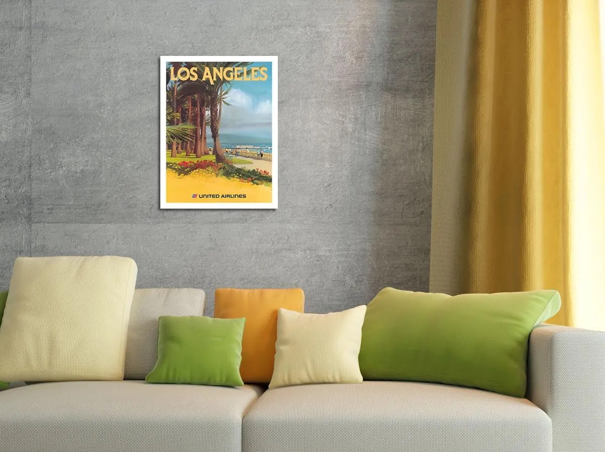 Los Angeles California - Santa Monica State Beach - United Air Lines - Vintage Airline Travel Poster by Tom Hoyne c.1970s - Master Art Print (Unframed) 12in x 18in
