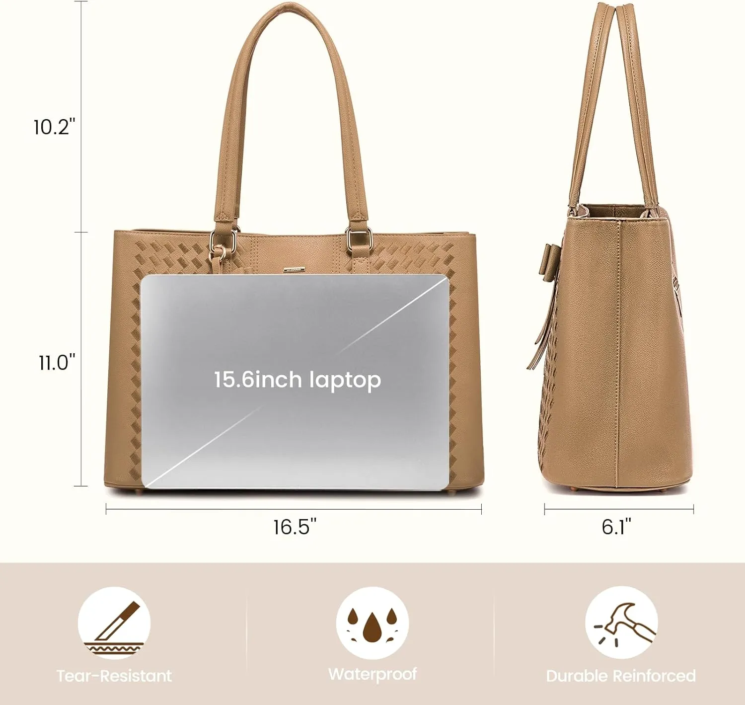 LOVEVOOK Laptop Tote Bag for Women 15.6 Inch Waterproof Leather Computer Bags for Business Office Work Briefcase