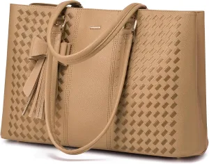 LOVEVOOK Laptop Tote Bag for Women 15.6 Inch Waterproof Leather Computer Bags for Business Office Work Briefcase